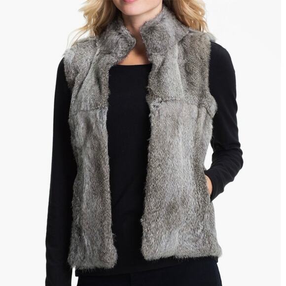 Michael Kors Gray Rabbit Fur Vest XS - Picture 2 of 16
